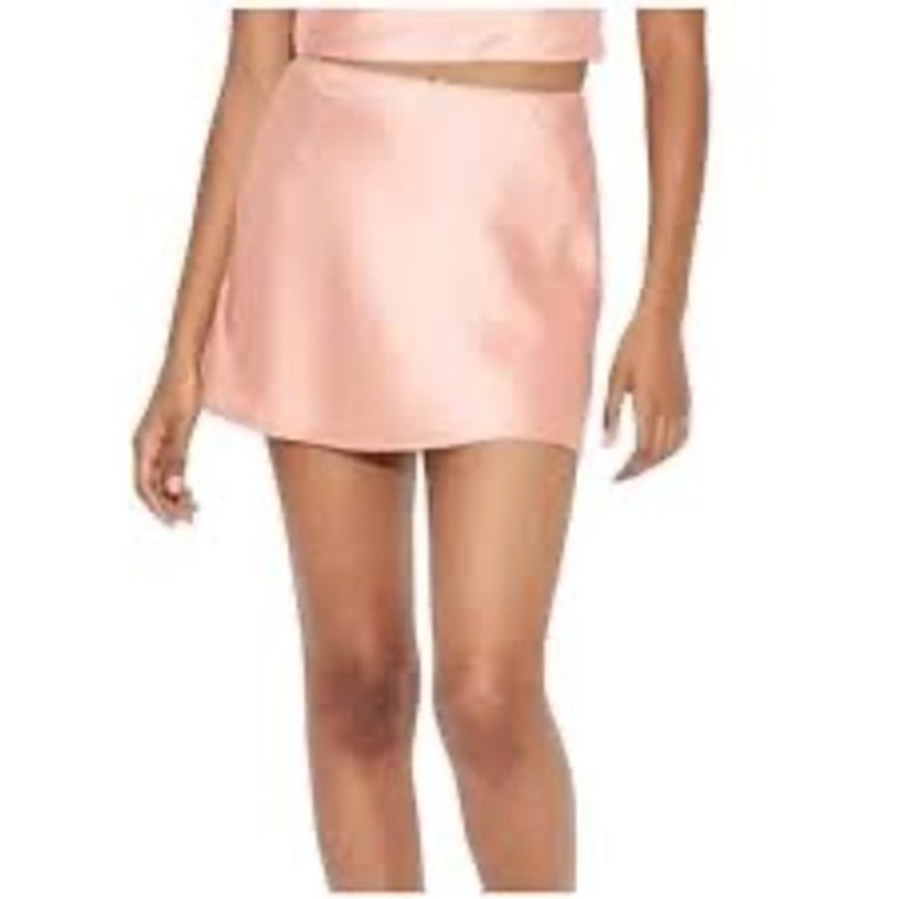 Wild Fable Peach Orange Satin Mini Skirt Lace Trim Bow Detail NWT L